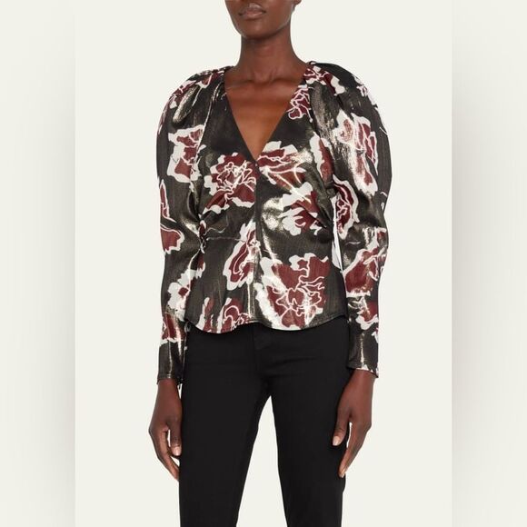 NEW TANYA TAYLOR cameron top in black multi Lame Shimmer 0 - Picture 1 of 17